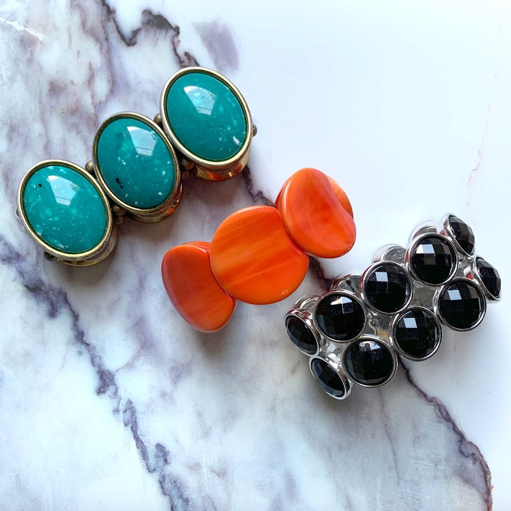 Set of 3 bracelets - orange, turquoise, + black